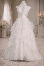 NWT White Wedding Dress Organza Layered Gown Sz 10