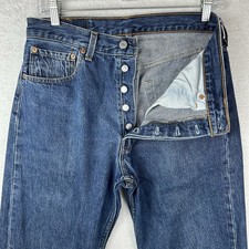 Vintage Levis Jeans Mens 32x32 Fits 31X31 Blue 501 Straight 90s Made in USA