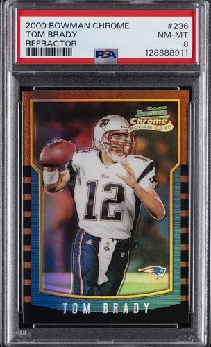 2000 BOWMAN CHROME REFRACTOR #236 TOM BRADY ROOKIE RC PSA 8