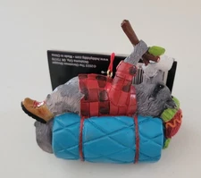 Raccoon Christmas Shoppe Ornament Marshmallow Camping Sleeping Bag Outdoor Resin