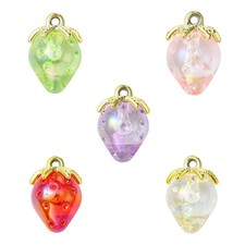 20pcs Acrylic Strawberry Charms Transparent Colorful 3D Dangle Fruit Charms DIY