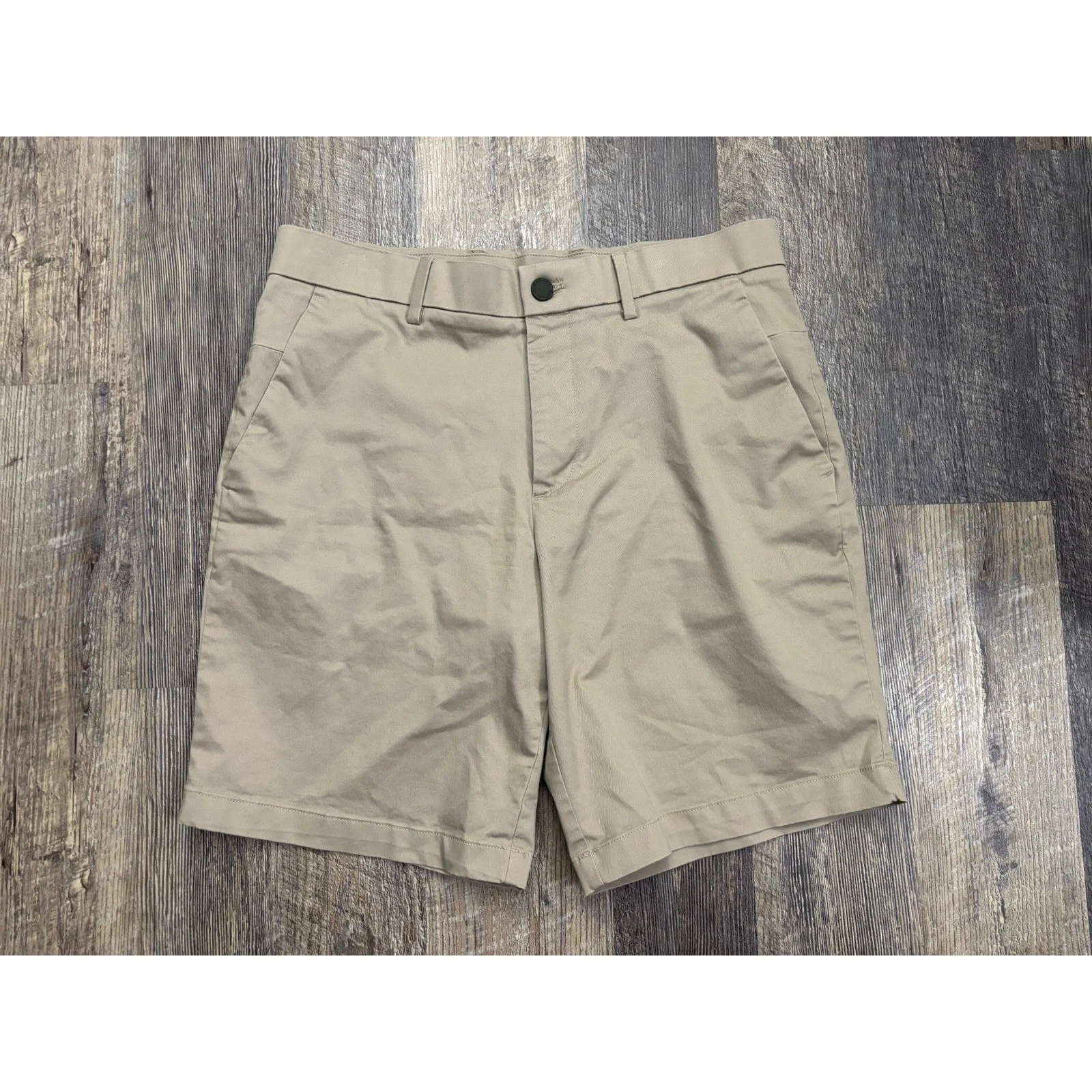 Banana Republic Aiden Shorts Mens 32 Khaki Tan Chino Slim Fit Stretch Cotton 9in