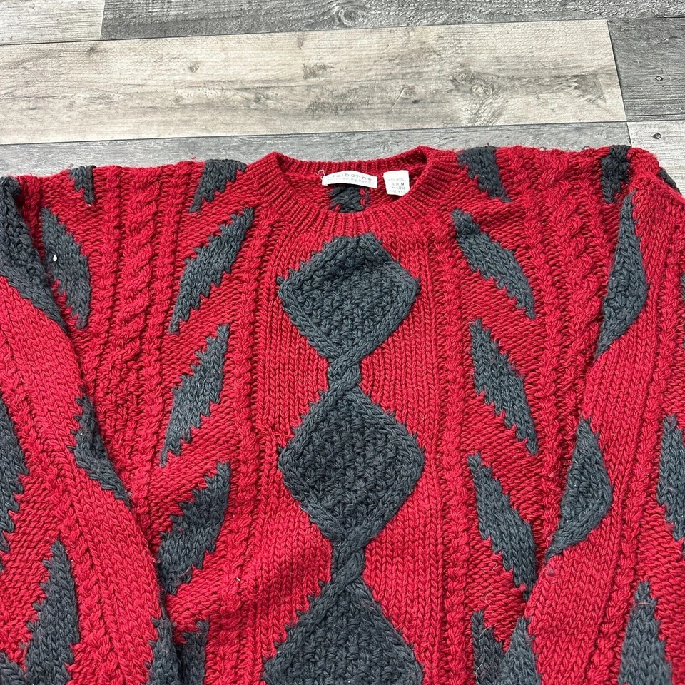 Suéter Claiborne Tejido a Mano Lana Grueso Estampado Abstracto Para Hombres Mediano Foto 4 de 4