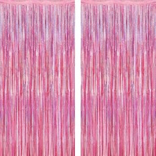 2 Pack Glitter Pink Backdrop, 3.28 FT x 7.05 FT Birthday Party Decorations, Lase