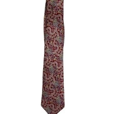 Guy Laroche All Silk Necktie Red Paisley Made in USA Menswear