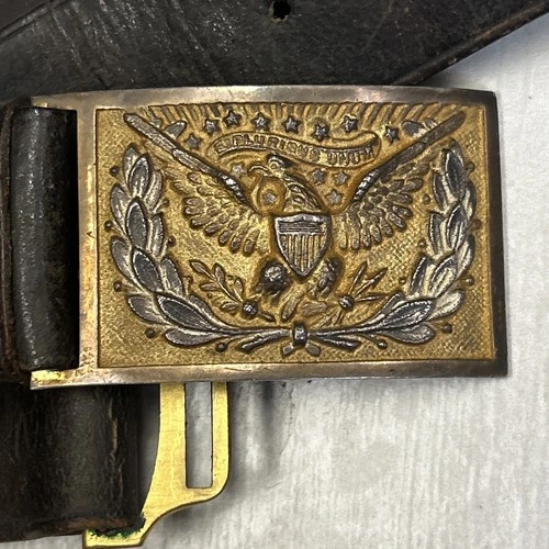 Civil War Union Belt Buckle Rock Island Size 42 Officer NCO Original