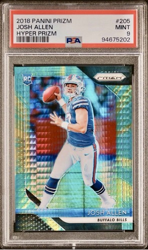 2018 Panini Prizm Josh Allen Hyper Prizm /275 RC #205 PSA 9 Rookie Card Bills