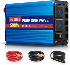 500W Pure Sine Wave Power Inverter DC 24V to 110V AC Converter with LCD Display,