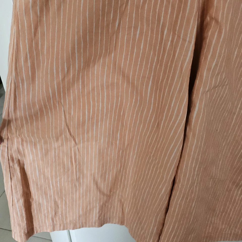 MARIMEKKO X UNIQLO  orange White Striped Jumpsuit Pockets Relaxed SMALL - image 3 of 4