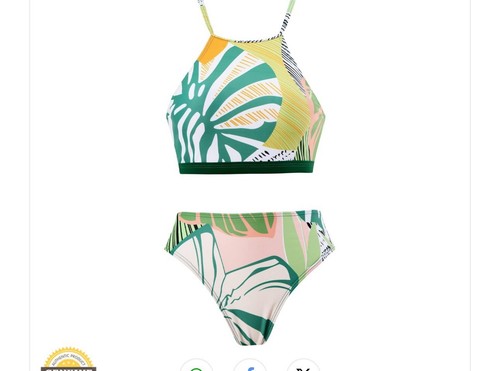 Costume da bagno donna 2 pezzi con copricostume da spiaggia avvolgente gonna bikini floreale set costumi da bagnoXL - Foto 2 di 2