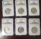 SIX 1954 S FRANKLIN SILVER HALF DOLLARS 50c NGC MS65. ALL SIX IN ONE LOT
