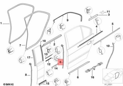 Genuine BMW E38 725tds Center Right Sealing Between Door And Column 51228125794
