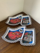 Retro 2008 Disney Pixar Cars Lightning McQueen  95 Kids Melamine Plates x2 set