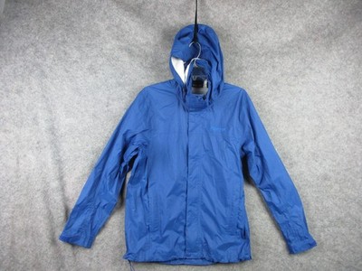 Marmot Precip Eco Rain Jacket Mens Medium Blue Hooded Waterproof Full Zip I41200