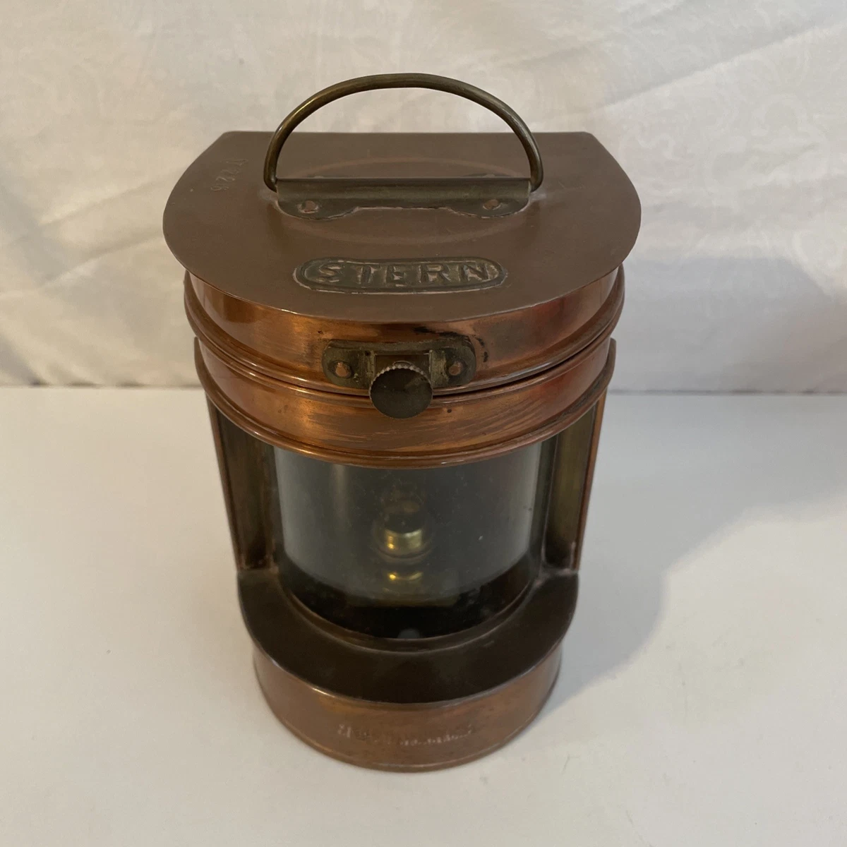 Vintage Brass Nautical Stern Light w/ 12V Socket Sz Small 6.5” X