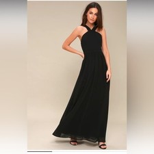WORN ONCE LULUS AIR OF ROMANCE BLACK MAXI DRESS - Size Medium SKU:559