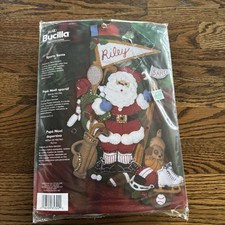 BUCILLA PLAID Golfing Santa Felt Christmas Stocking 86145 2009 Sealed New NIP