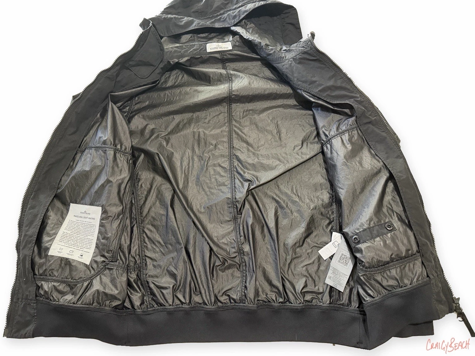 Stone Island Naslan Light Watro Hooded Jacket Black Large 761540632 $1040 - product detail image 3