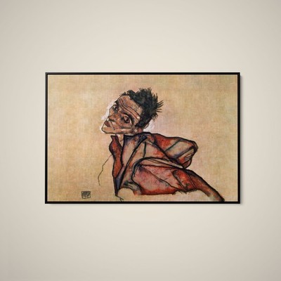Egon Schiele - Self-Portrait With Arms Thrust Backwards - Paper or Canvas