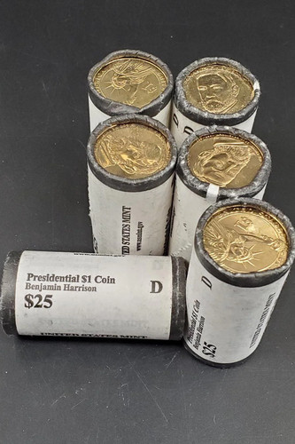 2012 D Benjamin Harrison Presidential Dollar US Mint BU UNC Roll of 25 Coins - Picture 1 of 4