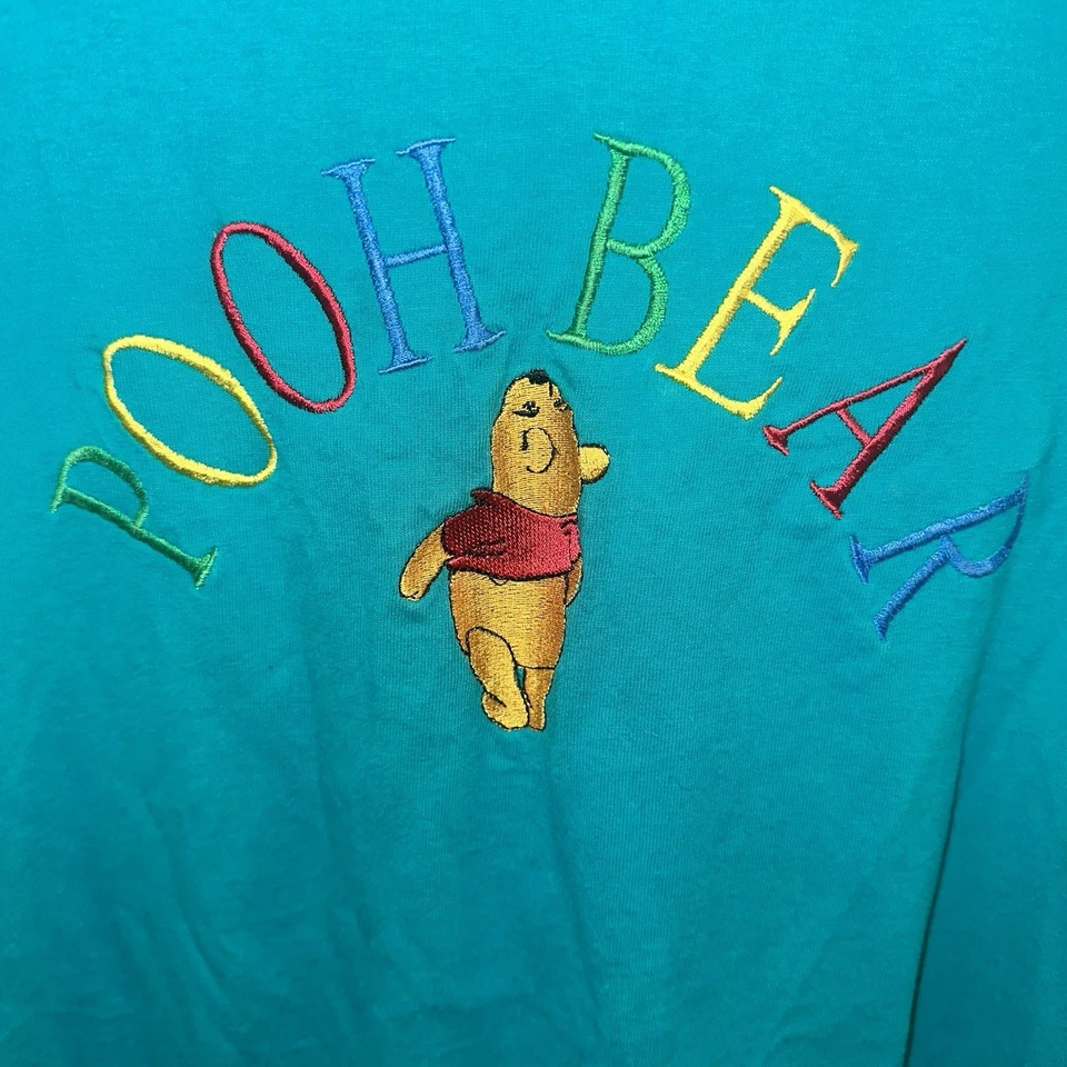 Camiseta vintage unisex Winnie The Pooh Bear Disney bordada verde azulado talla XXL Foto 3 de 4