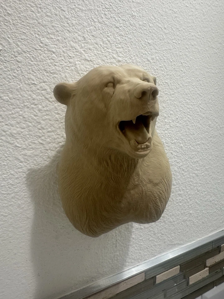 Медведь настенное искусство 7 дюймов скульптура ревущая голова медведя настенное крепление коричневый домашний декор - Изображение 4 из 4