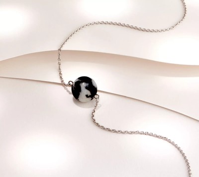 Generation Gems Opaque White Buffalo Gemstone Solitaire Bead SS Necklace