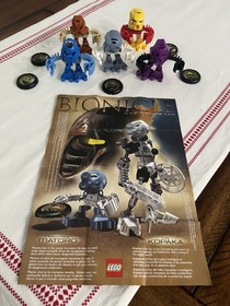 2001 McDonalds Happy Meal LEGO Bionicle Matoran Set with Discs and Insert