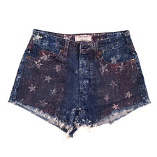 Guess Denim Shorts Womens 24 Cut-Off Americana Stars Print Mid-Rise Y2K