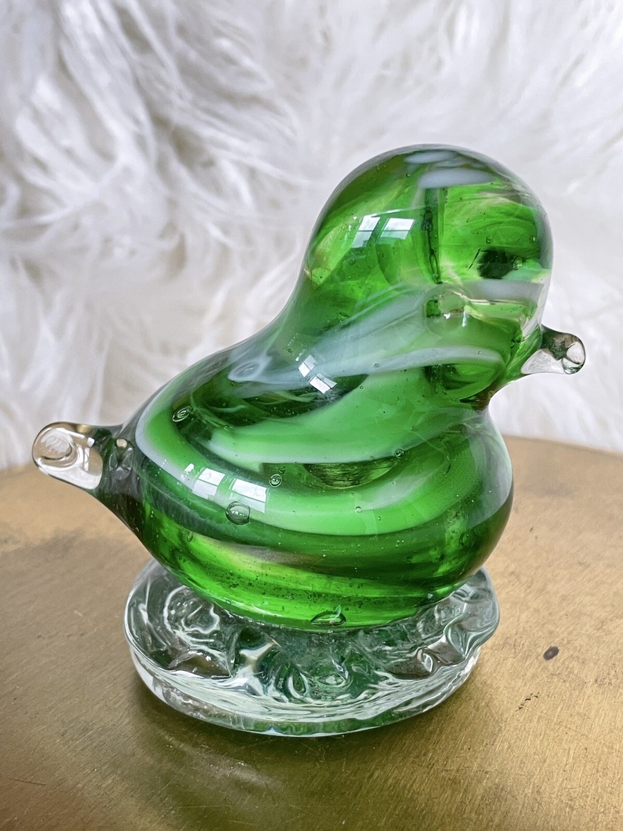 鳥　クリスタルガラス　グリーン 鳥 クリスタルガラス グリーン