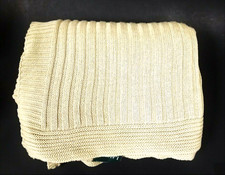 NEW RALPH LAUREN BEIGE RINGSPUN COTTON TWIN SIZE BED BLANKET,THROW,COVER