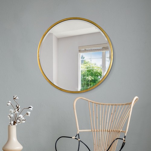 Large Mirror Gold round Circular Bevelled Wall 80cm x 80cm MirrorOutlet - Picture 5 of 6
