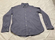Polo Ralph Lauren Button Up Shirt Men  s Large Long Sleeve Custom Fit Blue Check