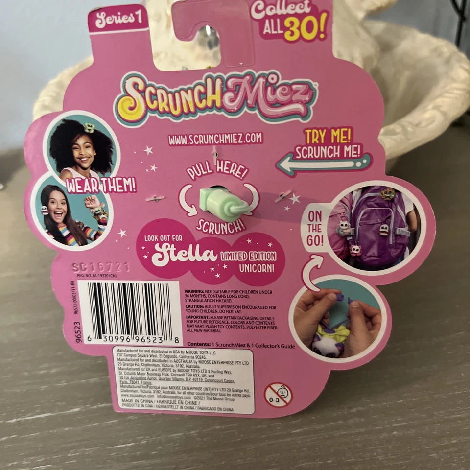 Serie 1 Scrunch Meiz *Roxanne* Unicornio #42 Difícil de Encontrar Dorado Scrunchie/Clip para Mochila Foto 3 de 3