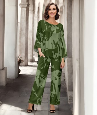 Bon Apple Tea Women's 2 Piece Set - Three Quarter Sleeve Tunic and Pocket Pants