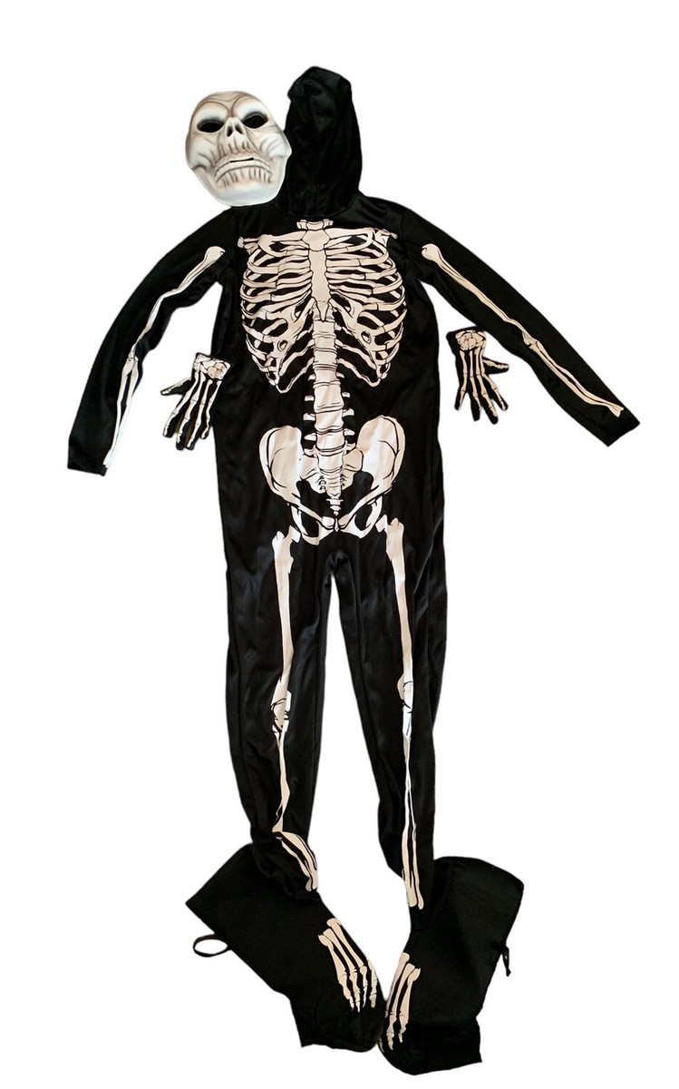Costume Squelette Halloween Complet - Avec Masque Scream Et Gants Crâne - Polyester - Homme/Femme - 8
