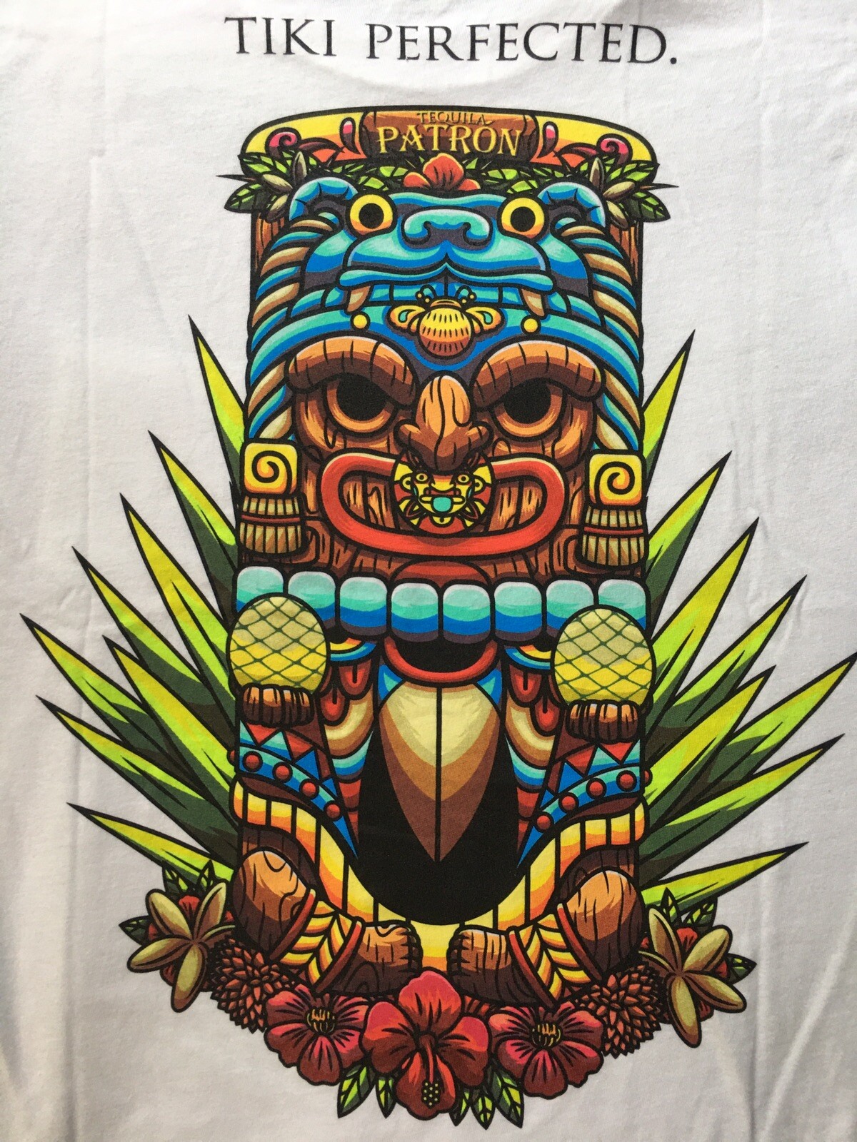 Patron “ Tiki perfected” tequila  t shirt Double Sided. Free Ship  Ladies Medium