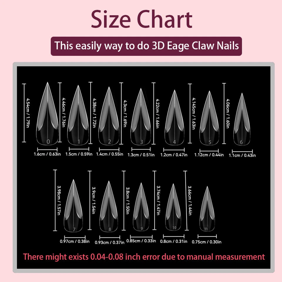 120 Pcs Eagle Claw Stiletto Half False Tips Nail Art Gel Acrylic Tips Clear US * - Image 2 of 4
