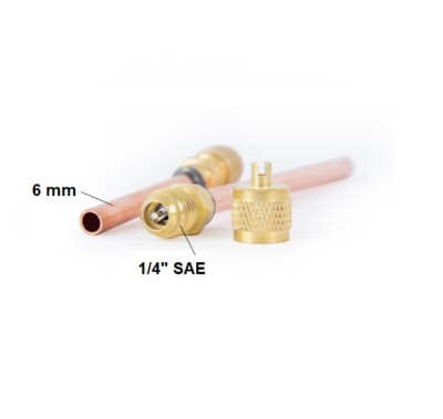 Serviceventil 1/4'' mit Schraderventil und Kappe zum einlöten 100mm