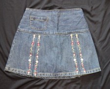 Gymboree PRIMROSE Denim Pleated Skirt Skort w/ Floral Embroidery NWT 5