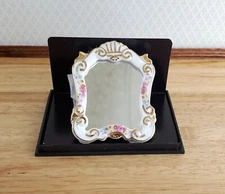 Dollhouse Miniature Mirror Reutter Porcelain Dresden Rose Pattern 1:12 Scale
