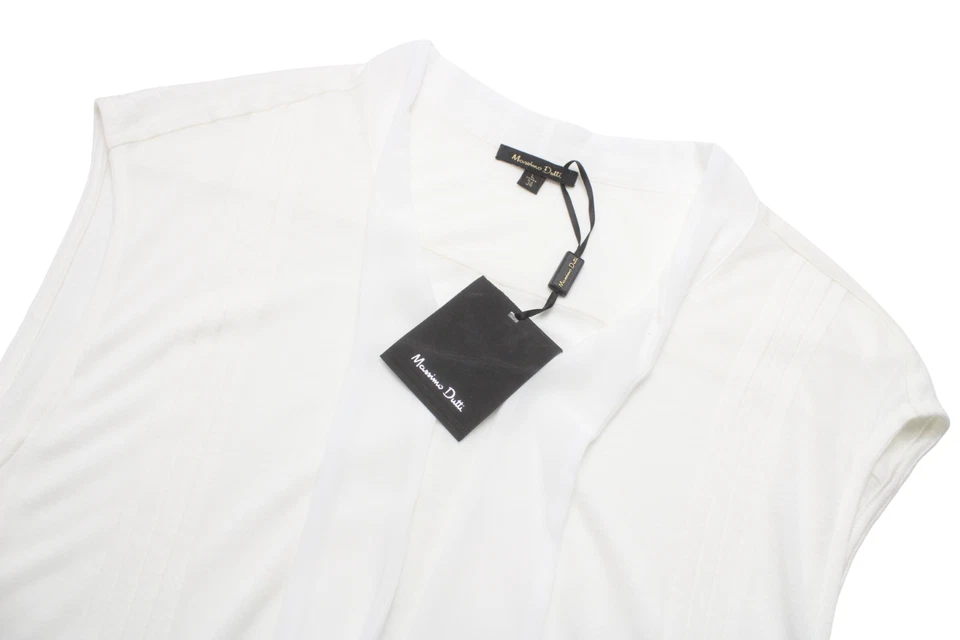 Massimo Dutti 6891 T 恤大号无袖打褶球衣白色 — 第 4/4 张图片