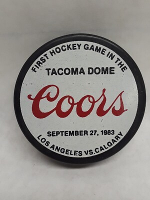 Vintage 1983 Coors Sponsored Hockey Puck From 1st Game Played At The Tacoma Dome