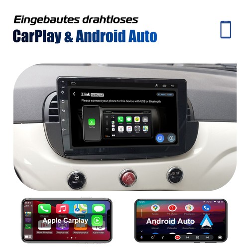 Für Fiat 500 2007-2015 Autoradio 9" DAB+ Android 13 Carplay GPS NAVI RDS 64G KAM - Bild 7 von 14
