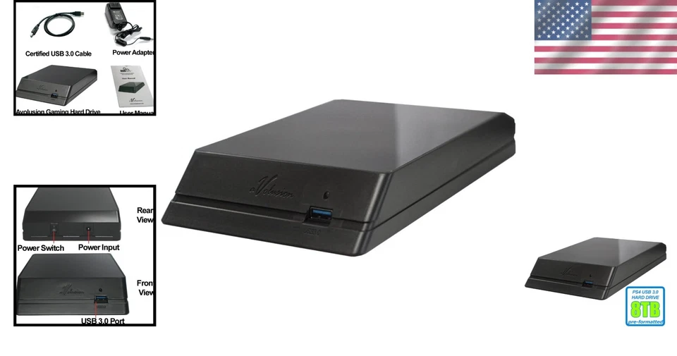 PS4 Compatible 8TB External Hard Drive - Silent Operation, USB 3.0 Plug & Play - Image 2 of 4