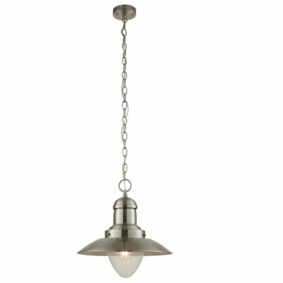 ENDON Mendip Industrial Decken Pendelleuchte dimmbar satiniertes Nickel Glas 60799