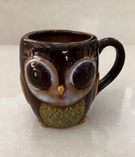 Owl Coffee Tea Mug Brown, Gold, Green, Burton  Burton 4  Tall X 3  Diameter