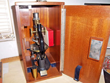 Rare Antique Brass & Iron Microscope C.Reichert Wien № 48491 in Original Box