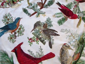 Pottery Barn Christmas Birds Winter Fauna Queen Cotton Duvet Cover