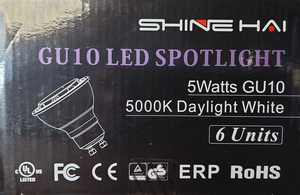 2 Boxes | 12 Bulbs | Shine Hai | GU10 LED Spotlight | 5000K | 5 Watts | NEW - Image 2 of 4